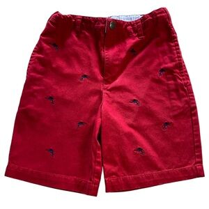 Talbots Kids Cotton Shorts Red Embroidered Swordfish Adjustable Waist Sz 7x EUC